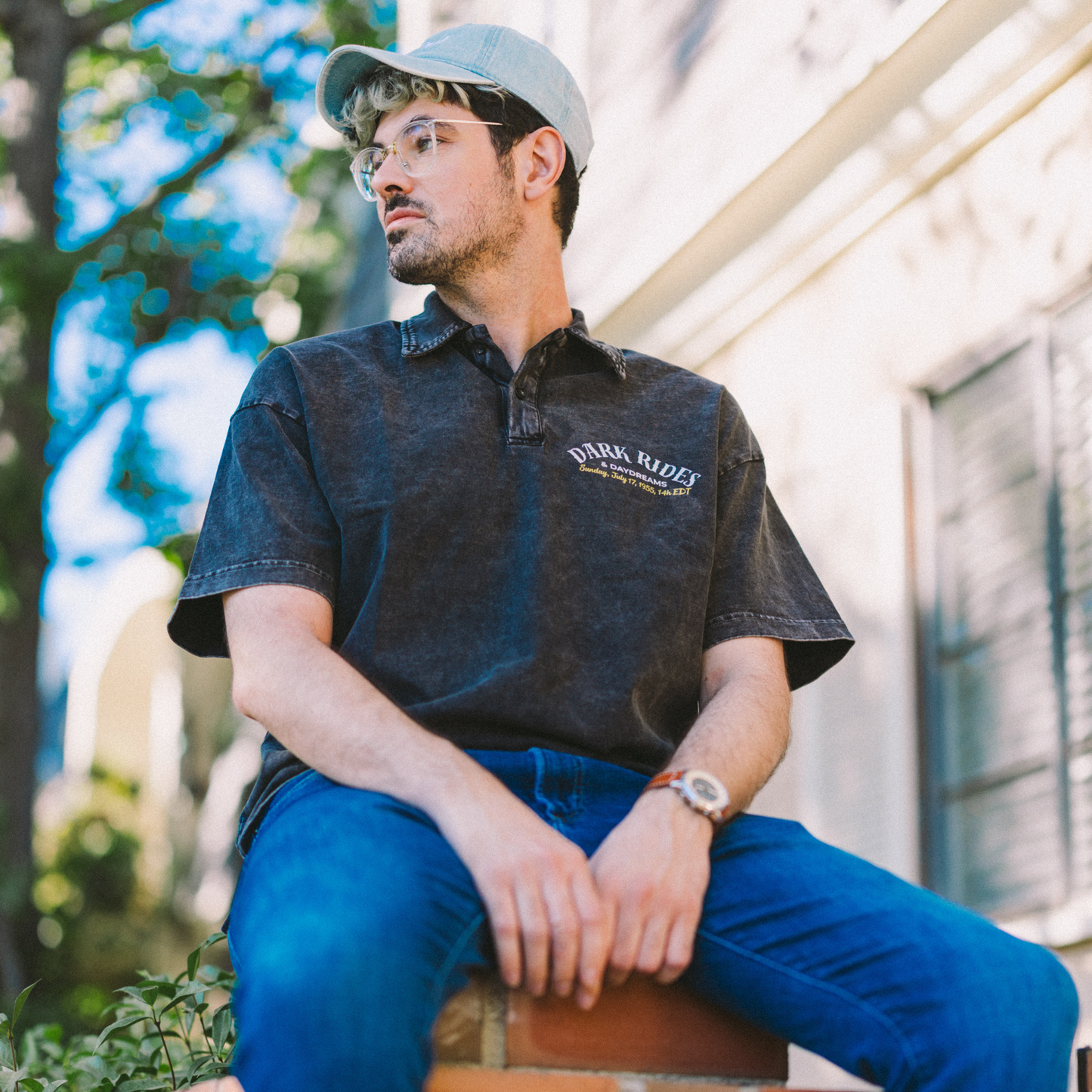 Dark Rides & Daydreams Heavyweight Snow-Washed Polo