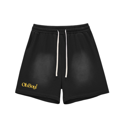 Signature Sun Fade Raw Edge Cotton Shorts